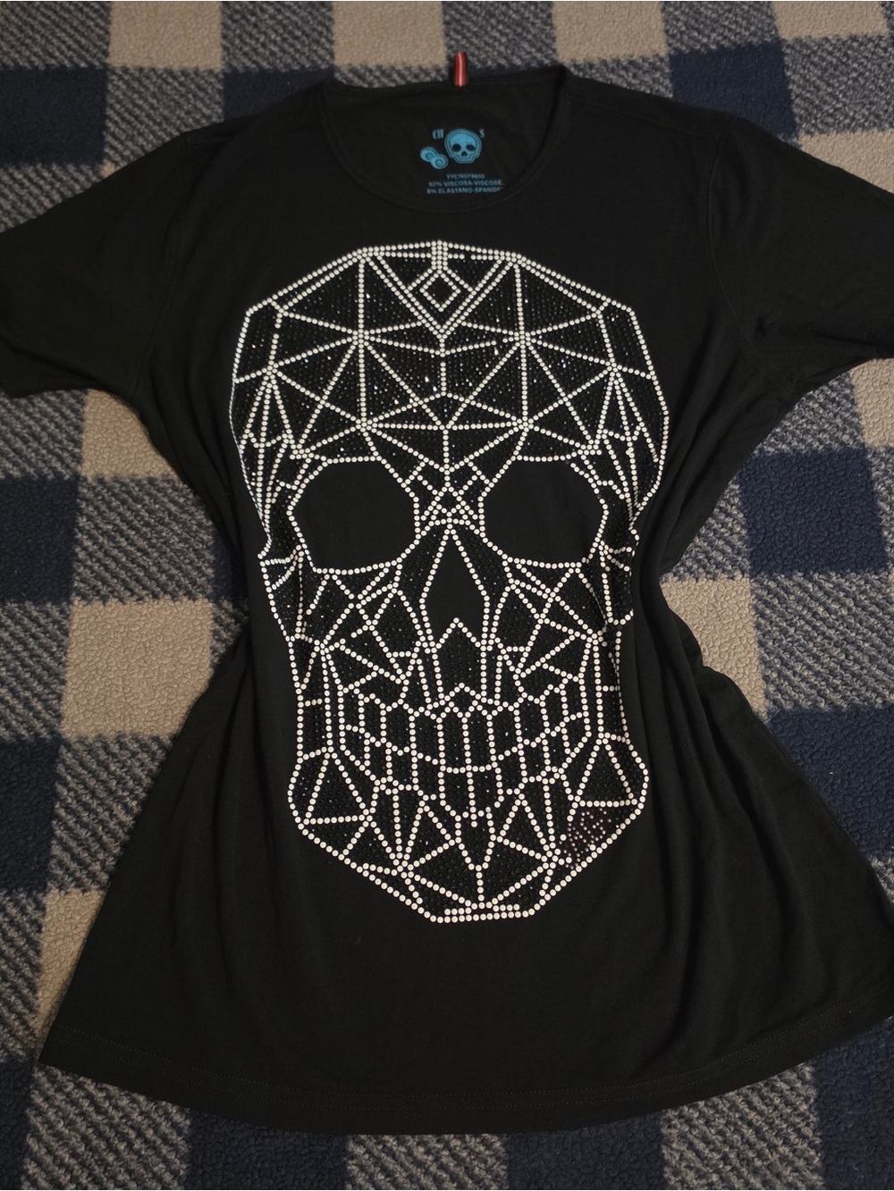 scene emo style rhinestone skull top by ay guey